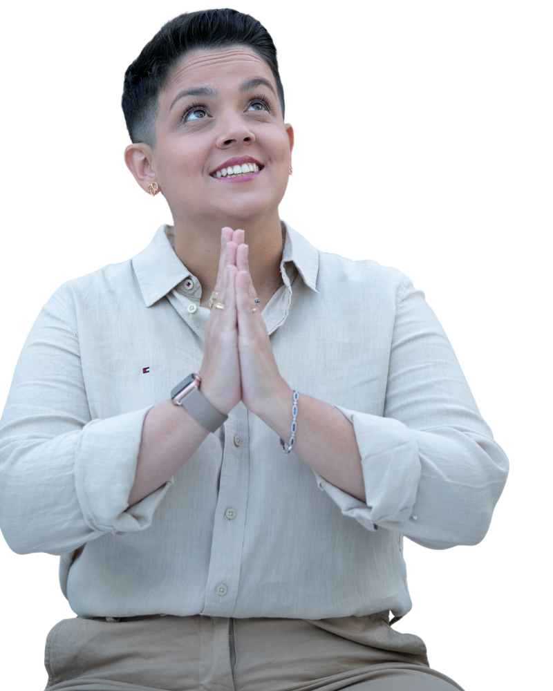 Rayani Immediato smiling with hands joined in prayer position